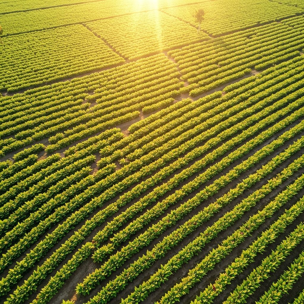 Turmeric fields in Indonesia under sunlight, agricultural landscape